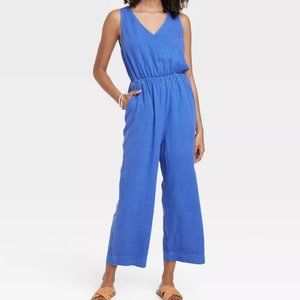 Linen Blend Keyhole Jumpsuit-- sky blue Universal Thread